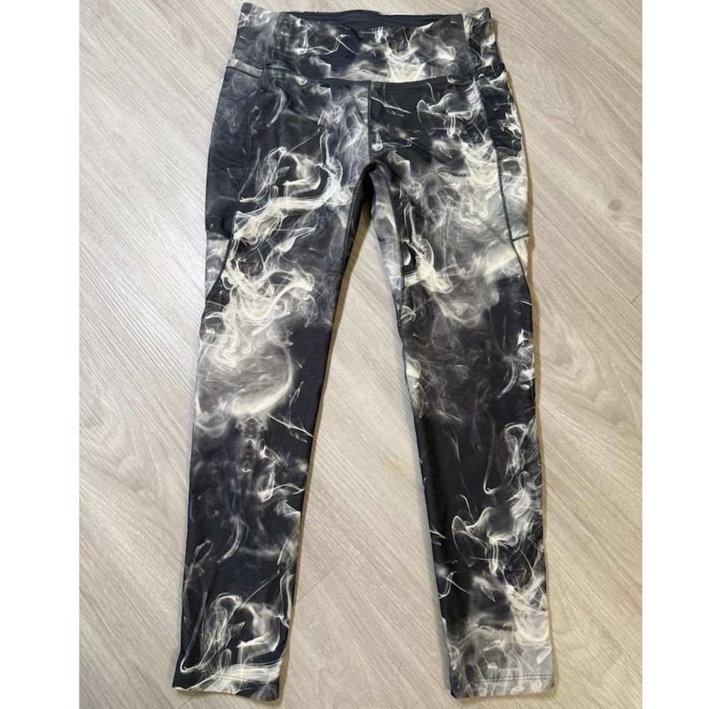 CALIA Stay Powerful Leggings Womens M Black Smoke Print High Rise Athletic